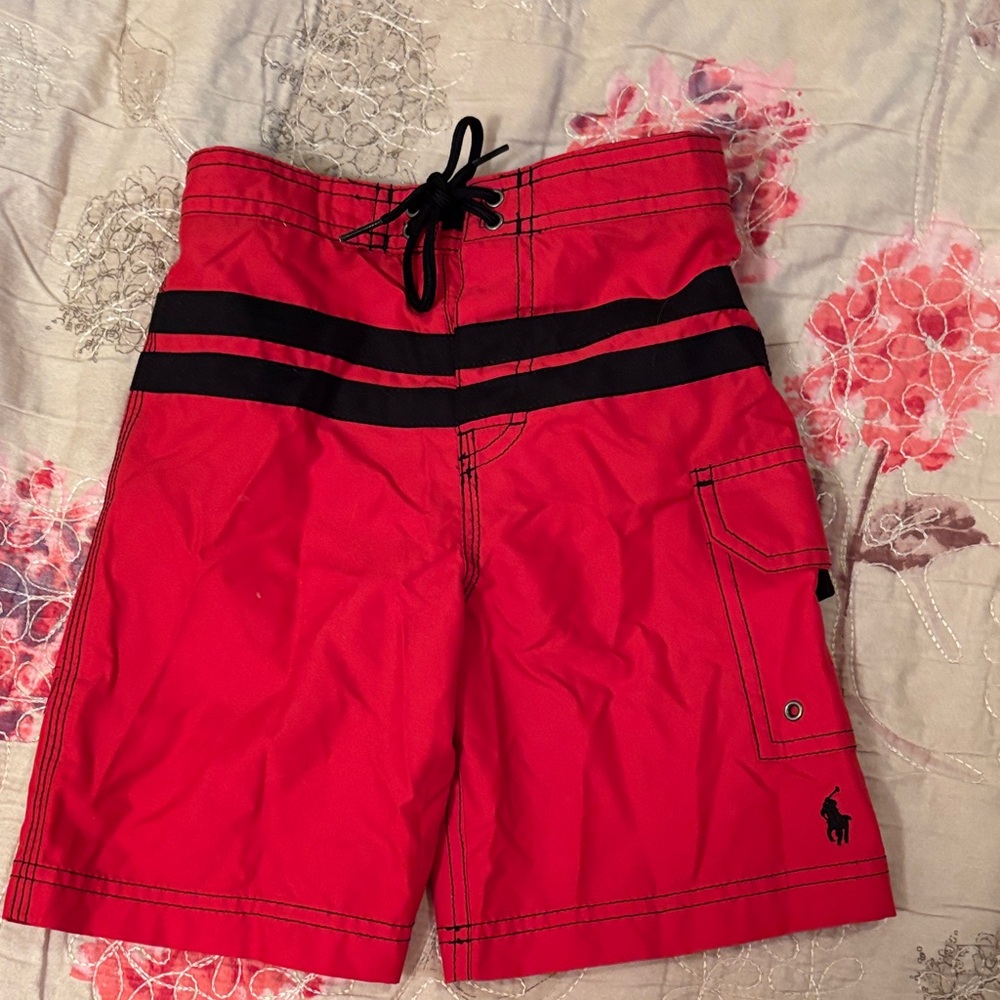 Polo by Ralph Lauren Red and Black Swim Trunks